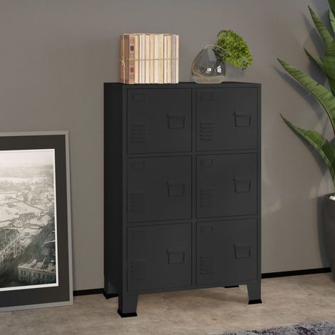 Coffre de rangement industriel Noir 75x40x115 cm Métal CFW98323 (1/5)