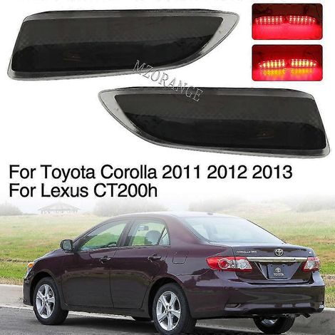 1 paire de réflecteurs de pare-chocs arrière à LED pour Toyota Corolla 2011-2013 et Lexus CT200h (feux arrière, stop, antibrouillard) - Noir