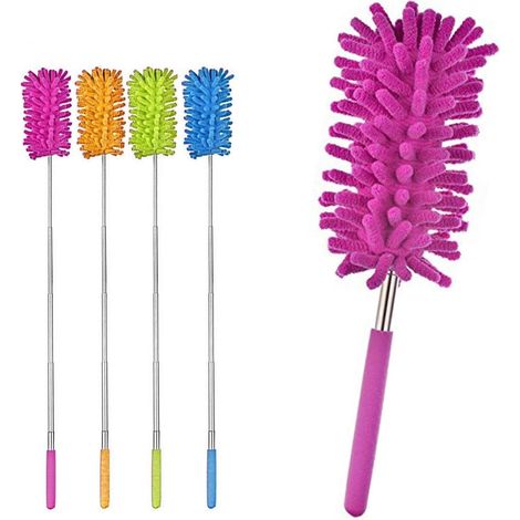 x PLUMEAU MULTIFONCTIONNEL DE NETTOYAGE EN MICROFIBRE TÉLESCOPIQUE À EXTENSION, BROSSE À PLUME, 1 Rose rose (1/5)