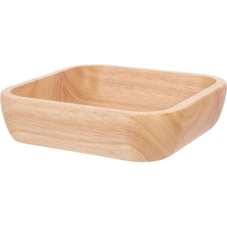 Quadratische Holzschale aus Kautschukholz Rustikale Salatschüssel Stabile und Glatte (1/5)