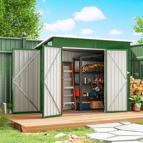 Vertes 234x132x185 cm - Abri de jardin extérieur 2,7 m² doté de serrure triple et fentes de ventilation