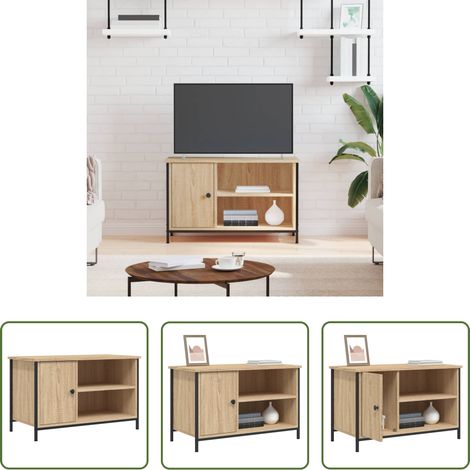 vidaXL Rangement tv -  Meuble TV Chêne sonoma 80x40x50 cm Bois d'ingénierie (1/5)