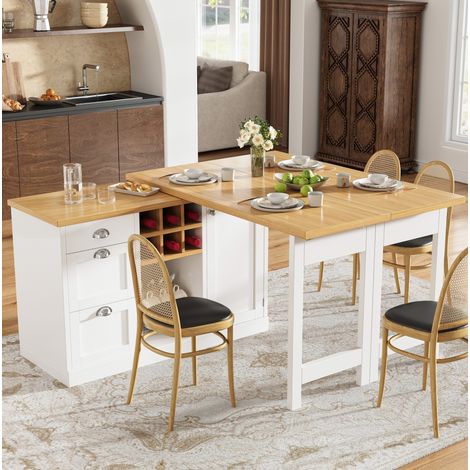 MEUBLIV Tavolo bar allungabile 120-197 cm bianco con vano contenitore integrato (1/5)