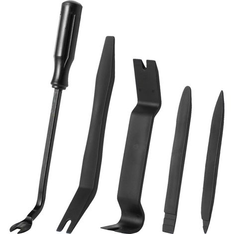 Outil Demontage Garniture Voiture 5 Pièces, Outil Demontage Garniture Voiture, Kit Demontage Plastique Voiture pour Voiture Radio Audio Garniture Intérieure Dash Tableau de Bord (noir) (1/5)