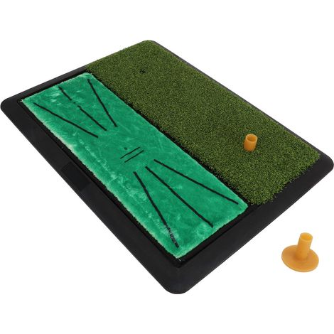 Tapis d'entraînement de golf 2 en 1 antidérapant, gazon double surface velours 10mm, moquette d'impact pour practice, sans glissement. (1/5)