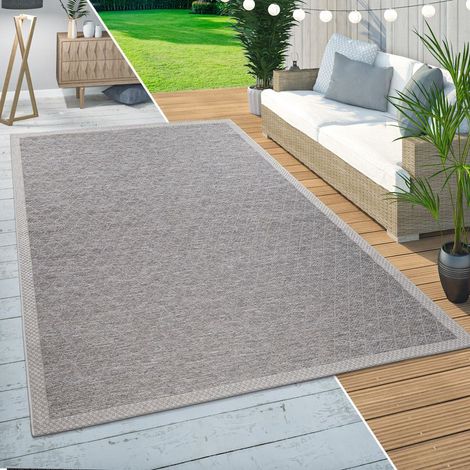 Paco Home Tapis Intérieur & Extérieur Balcon Terrasse Cuisine Motif Diamant Moderne Beige 160 cm rond (1/5)