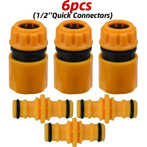 (c-6pcs-1/2'') 6 raccords rapides mâles pour tuyau d'arrosage 1/2", adaptateur et rallonge pour la réparation et le remplacement de tuyaux. (1/5)