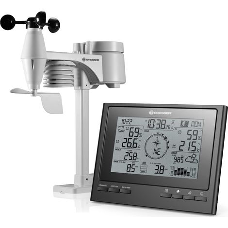 Bresser Stazione meteo radio ClimateScout della con sensore esterno professionale, centralina meteo 7-in-1, nero (1/5)