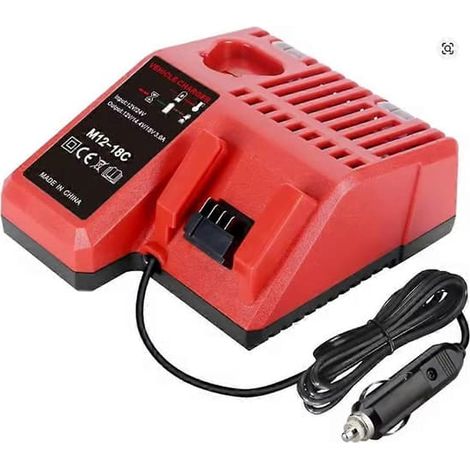 Ecleanfy - Chargeur de batterie pour connecteur de batterie Milwaukee 12V 14V 18V M18 M12 avec indicateur lumineux LED, chargeur de voiture (1/5)