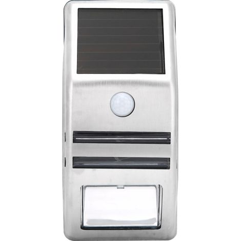 Applique murale extérieure étanche en acier inoxydable, à énergie solaire et éclairage LED avec détection de présence. (1/5)