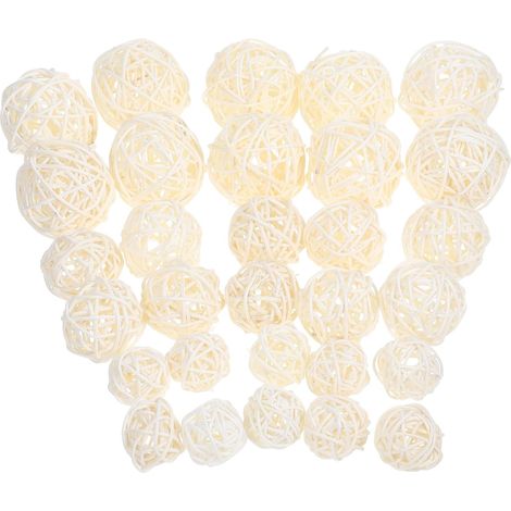 30pièces Boules Décoratives Rotin Naturelles Légères pour Décoration de Table Mariage Fête Anniversaire et Décoration Murale (1/5)