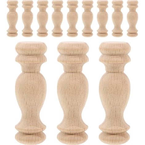 Tiges de cheville en bois Healeved, lot 12 avec petit motif pont, couleur beige, embouts décoratifs