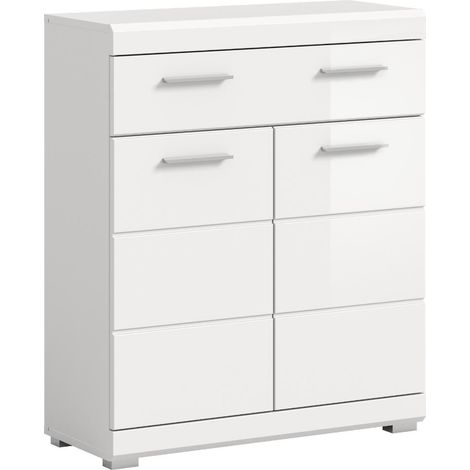 Scout Badschrank 2 Türen, 1 Schublade Weiß hochglanz, weiß.