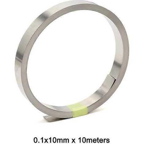 Bande de connexion nickelée pour batteries lithium-ion 18650 (0,1 mm, 0,12 mm, 0,15 mm, 0,2 mm) en rouleau de 10 m bande d'acier soudée par points pour connecteurs de batterie (0,1 x 10 mm x 10 m). (1/4)