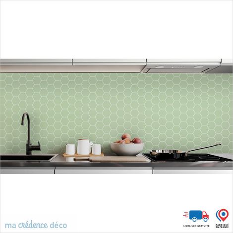 Crédence : Hexagones 2 - Couleur Vert blanc - Alu composite - 60 - 120 (1/3)
