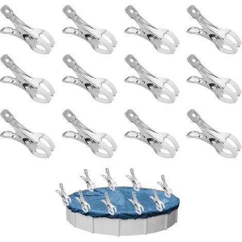 CCYKXA  12 Metal Spring Clamps, Garden Greenhouse Fixing Clamps with Protective Sheet, Clamps for Above Ground Pools, High Tension Clamps for Tarpaulin Covers