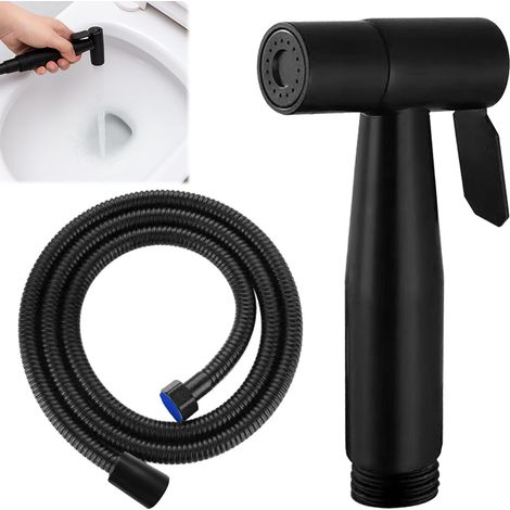 Kit de Bidet en Acier Inoxydable, de Bidet à Main pour Douche Salle Avec Tuyau Antidéflagrant de 1.5m des, Interface G1/2 Standard, Aux Salles de Bains et Aux Cuisines Noir (1/5)