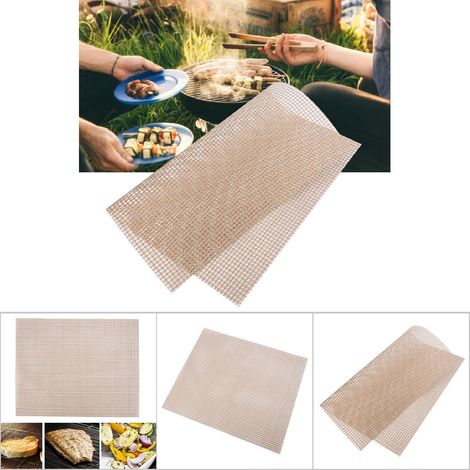 Tapis BBQ Réutilisable - Tapis Cuisson Antiadhésif en Fibre de Verre - 40 x 33 cm - Marron - Tapis Gril Pliable Résistant à 230°C - Matériau Sans Danger (1/5)