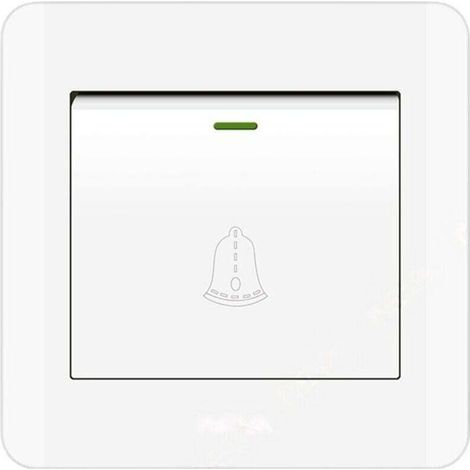 Bouton de sonnette extérieure , interrupteur de sonnette 220-250 V avec panneau en verre trempé. Blanc, diamètre 8,6 cm (3,38 pouces).
