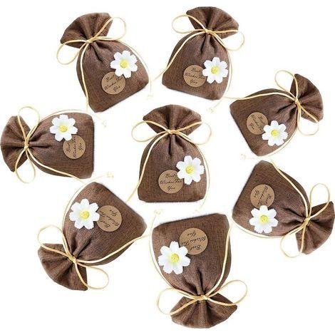 30Pcs Sachets en Toile de Jute Pochettes avec Cordon et Motif de Coeur pour Cadeau Mariage Bijoux Emballage faveurs de fête de Mariage Assortis pour Femme Ensemble-Blanc (1/5)
