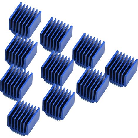 10-teiliger Aluminium-Kühlkörper mit Klebstoff für Schrittmotoren, 3D-Druckerkühlung, blau (1/5)