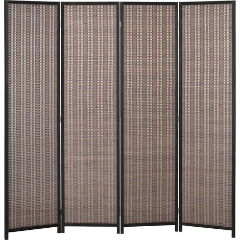 Paravent en bois pliable 4 panneaux 180x180 cm marron, séparateur de pièce cloison amovible (1/5)