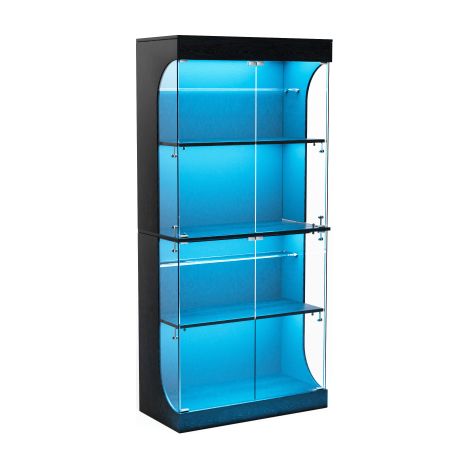 Vitrine 80x35x165 cm 4 niveaux LED vitrine anti poussière pour le salon la chambre et le bureau noir