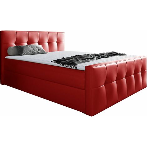 Lit boxspring Scriptum, Soft 010, Double, Continental, 140x200, Faux cuir, Disponible, 142x226x120cm