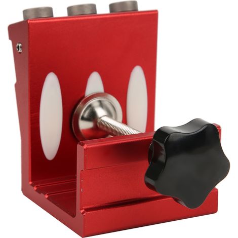 Guide de perçage pour trous de poche, outil de perçage en alliage d'aluminium pour le travail du bois et les travaux ménagers, rouge/bleu (1/5)