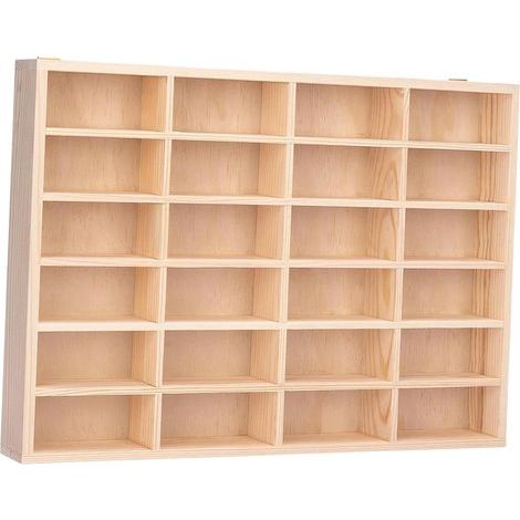 Vitrine de présentation Murale en Bois pour Voiture Jouet à l'échelle 1/64, idéale pour Un Cadeau Artisanal, Rangement Moderne, 24 Compartiments (1/5)