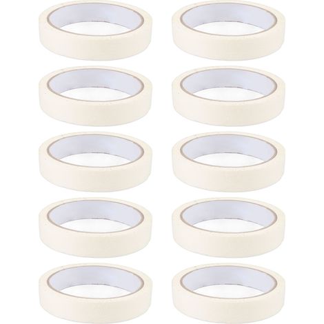 10 Rouleaux Ruban de Masquage Blanc 0,7 pouce Largeur Haute Adhérence Facile à Déchirer pour Peinture Bricolage Arts Créatifs Étiquetage (1/5)