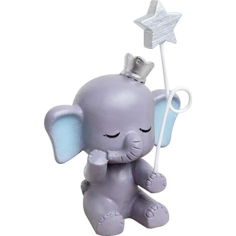 Décoration de gâteau en résine, adorable statuette d'éléphant, ornement en forme d'étoile, décoration de gâteau (1/5)