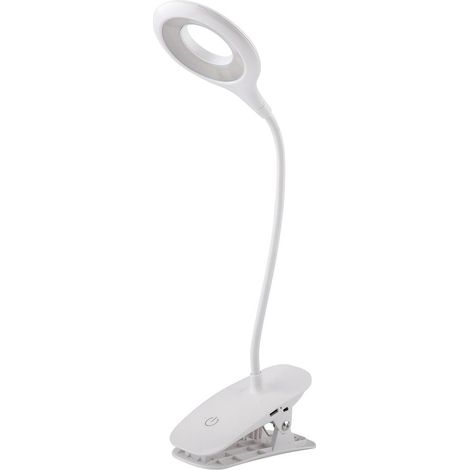 Kabellose LED-Schreibtischlampe, wiederaufladbar, 3-farbiges Nachtlicht für Kinder, Touch-Sensor-Clip, 40 LEDs, tragbarer Leseclip, weiß (1/5)
