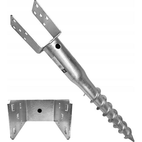 Support De Poteau À Visser Domax PWU120, 120 x 865 mm, Acier Galvanisé, Ancrage Au Sol (1/5)