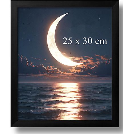 Cadre photo en bois massif, cadre photo en bois noir avec plexiglas, 25 x 30 cm / 10 x 12 pouces pour images, photos, peintures à l'huile et toiles, style Art Déco lot de 1 (1/5)