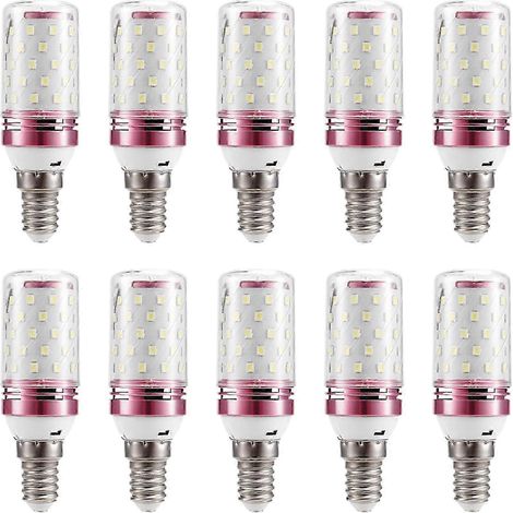 Lot de 10 ampoules LED E14 de 12 W, compatibles avec les lampes halogènes, à visser, intelligentes et économes en énergie, lumière blanche. (1/4)