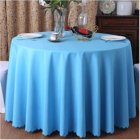 Runde Tischdecke 360cm Blau Polyester für Partys, Hochzeiten, Esstische