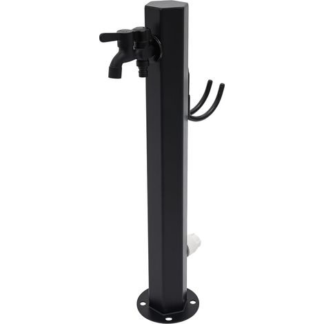 Colonna d'acqua per rubinetto, colonna da giardino, realizzata in acciaio inox 304, nera, con supporto per tubo flessibile per irrigazione del giardino, lavaggio auto, cortile e uso esterno. (1/5)
