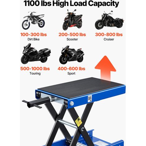 Cric de Moto à Ciseaux, Pont Élevateur Compact Charge 499 kg Plage de Levage 9,5-34 cm, pour Entretien Motocross, Lève Moto en Acie… (1/5)