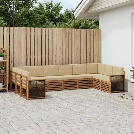 vidaXL Ecksofa Set 7 pcs Natur Massives Akazienholz und Polyester (1/5)