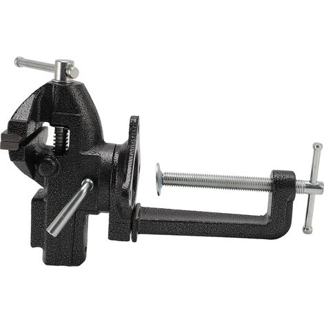 Étau d'établi robuste 85 mm/3,35 po, mâchoire 62 mm, base pivotante 360°, fixation par vis pour bord de table, usage polyvalent avec verrou (1/5)