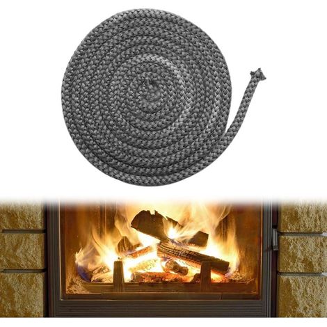 Joint D'étanchéité Cheminée,Cordon D'étanchéité,Joint Rond pour Poêle à Cheminée,Joint Noir en Fibre de Verre,Cordon D'étanchéité pour Poêle,Corde D'étanchéité en Fibre de Verre 8mmx2m (1/5)