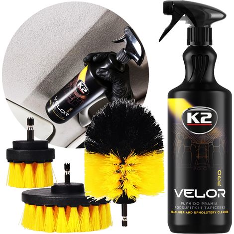 K2 Velor Pro Flüssigreiniger + 3 Bürsten zum Waschen und Reinigen von Sitzpolstern (1/5)