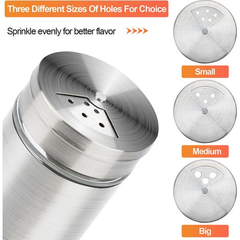 TolleTour Salero y pimentero de 24X, tarro para especias, tarro para especias de acero inoxidable, botella para especias de cristal, recipiente para especias (1/5)
