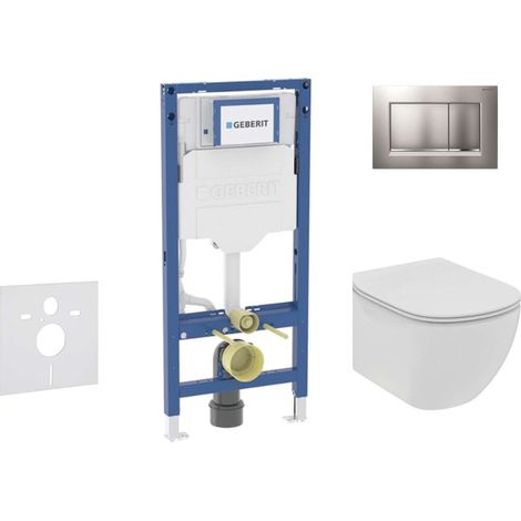 Geberit Duofix - Set per installazione pre- parete, vaso Tesi e sedile softclose, pulsante Sigma30, cromo opaco/cromo SANI11CD2114 (1/5)