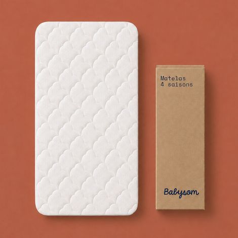 Matelas Bébé 60x120 cm - 4 Saisons - Réversible - Face Hiver Chaleureuse - Face Été Alvéolée - Protection Anti-Acariens - Certifié CertiPUR (1/5)