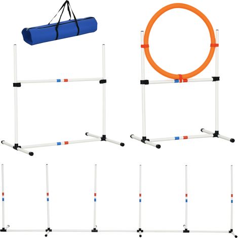 3-tlg. Hunde Agility Set Training für Haustiere Hundetrainigsset Inklusive Tasche Leicht zu tragen Kunststoff Weiß+Gelb (1/5)