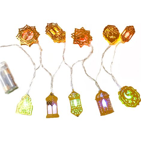 Guirnalda de luces LED musulmanas con forma de castillo y luna creciente, 1,5 m (5 pies), 10 LED (1/5)