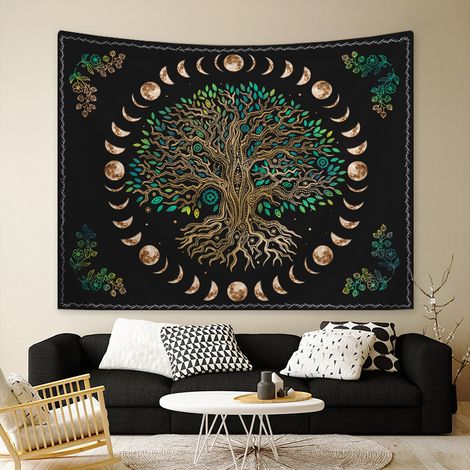 130x150cm Arbre de vie Tenture Murale Tapisserie pour la Nature Décorations Couvre lit Courverture pour la Maison Salon Chambre Dortoir Décor(D)