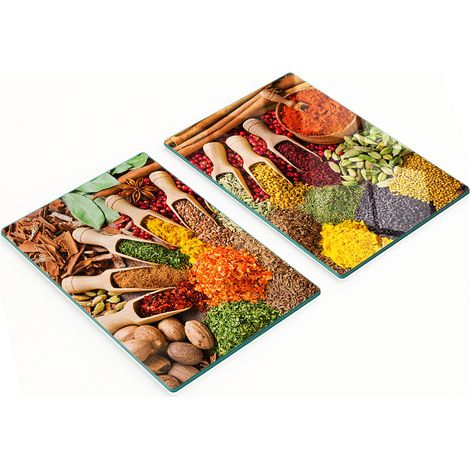Robuste und stilvolle Glasplatten mit farbenfrohem Gewürzmuster, 2 x 40 x 52 cm (1/5)